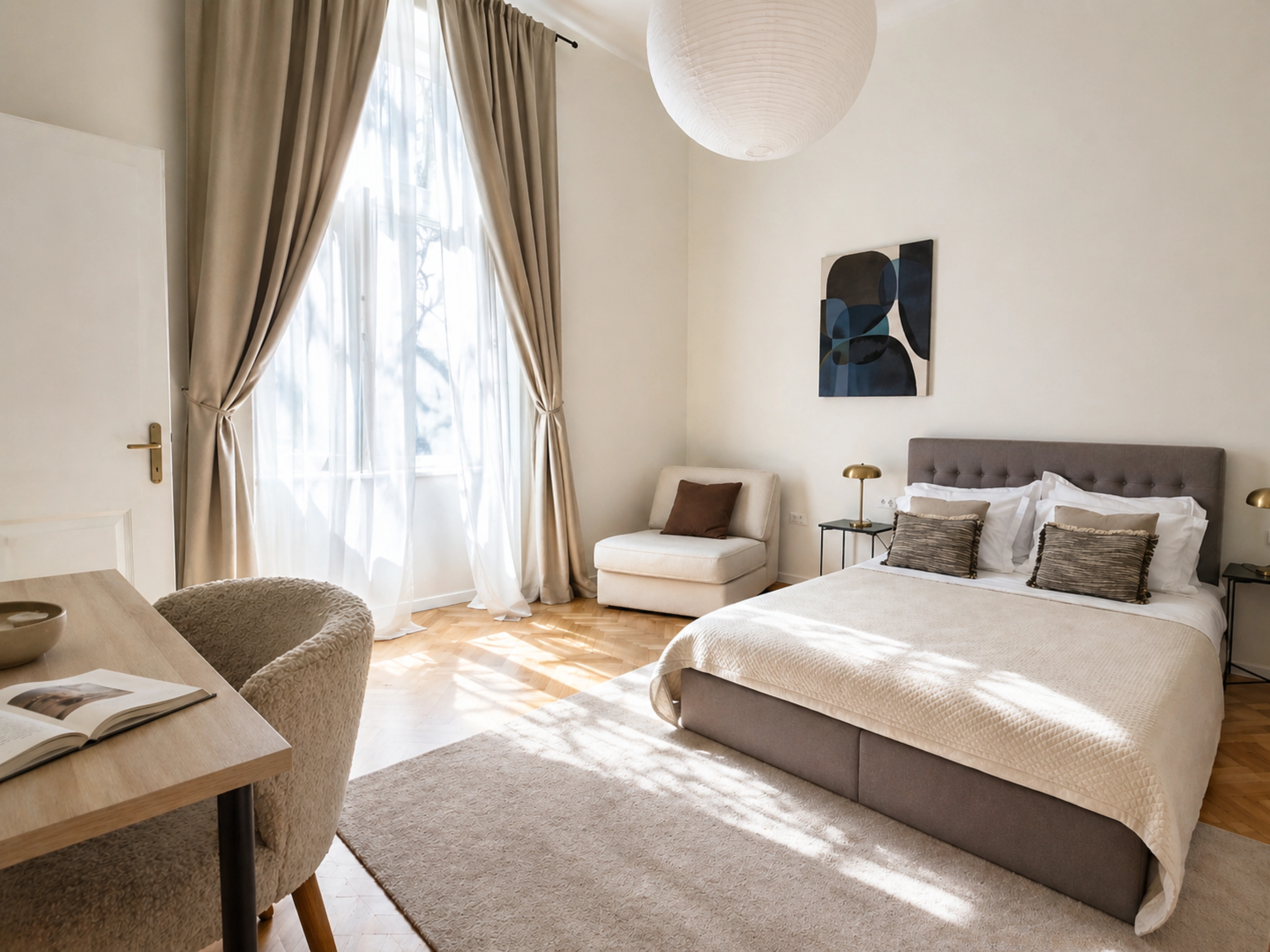 Zagreb Croatia short-term rental apartment after renovation - light, proportion, and calm atmosphere
