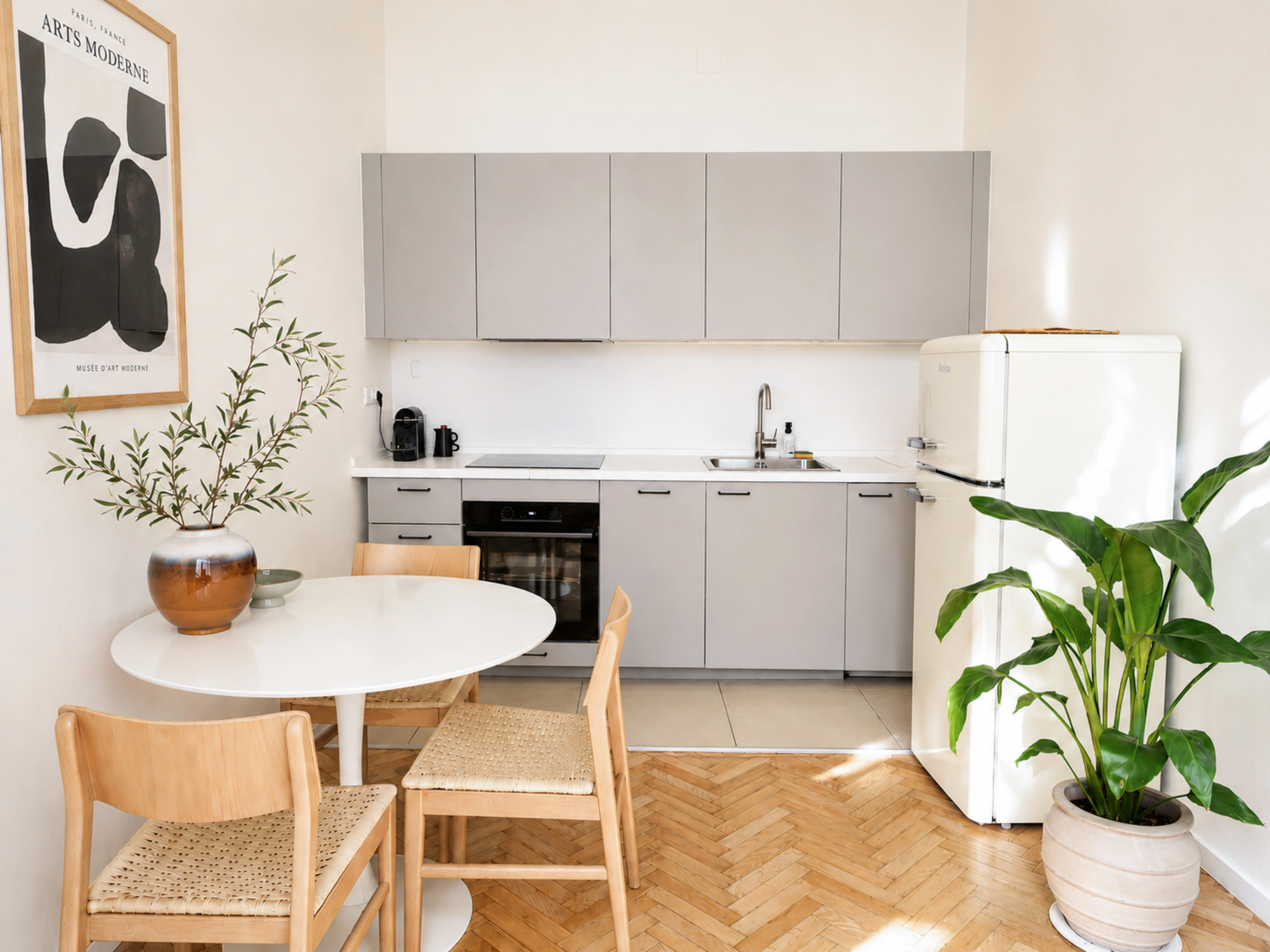 Zagreb apartment interior after renovation - calm composition and considered design
